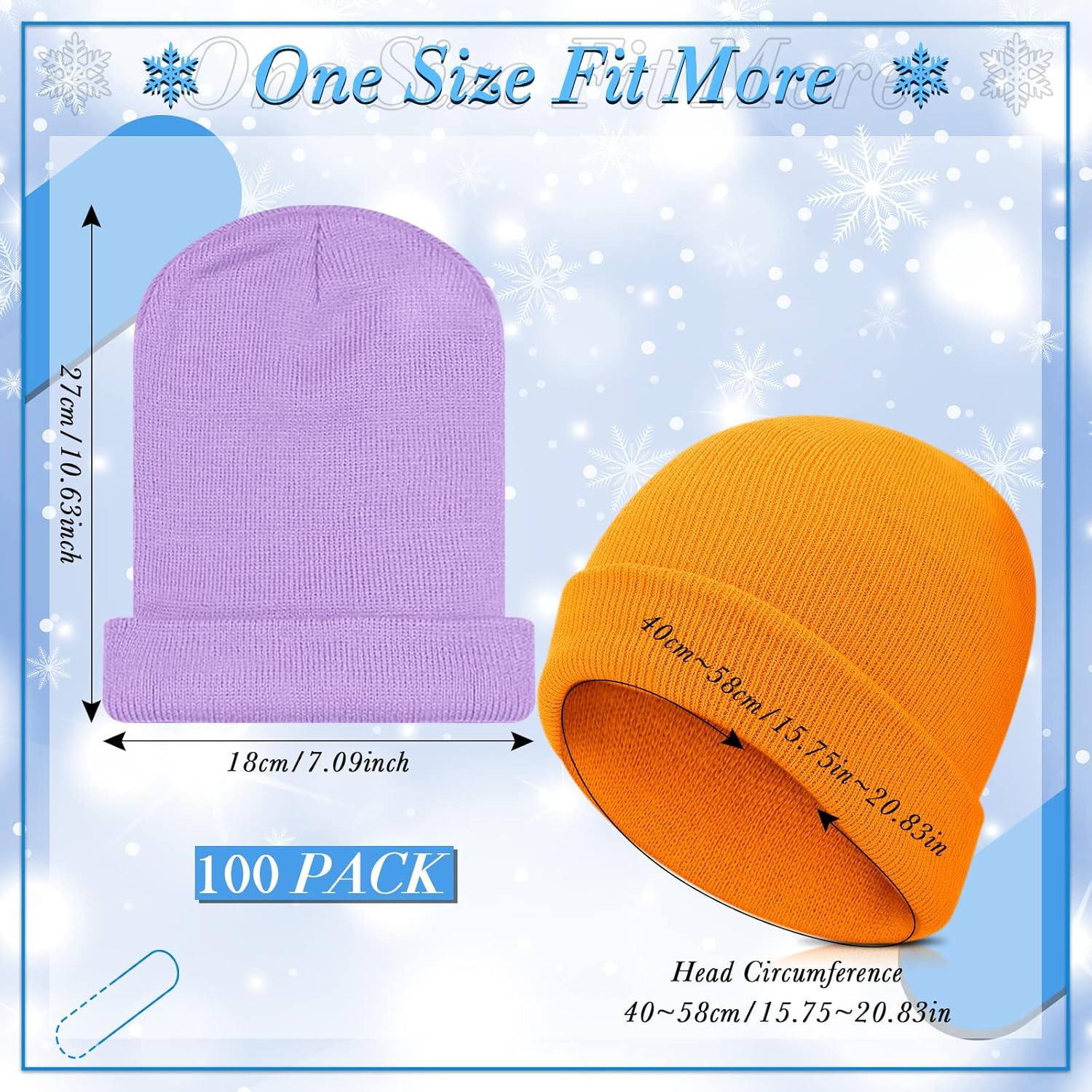 Xtinmee 100 Pack Kids Winter Knit Beanie Hats Bulk Warm Cold Weather Hats for Girls Boys Children Outdoor Homeless Charity - Image 3