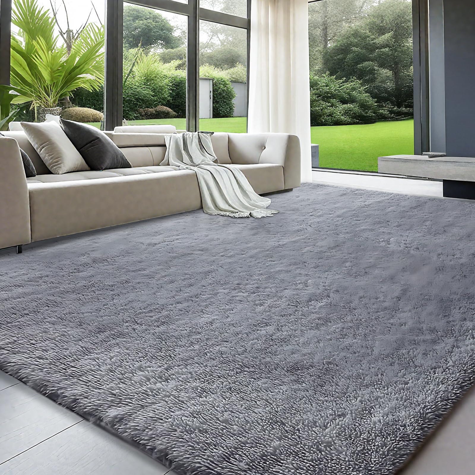 LNZHAO Rugs Living Room -200x300cm Area Rugs for Bedroom, Washable Rug Antiskid Shaggy Carpets Suit for Bedroom Dorm Nursery Kids Room Office Lounge Home Decor (Light Grey, 200 X 300 Centimeters) — image 1