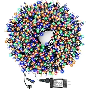 Decute 300LED Christmas String Lights Outdoor Waterproof 105FT UL Certified with End-to-End Plug 8 Modes, Multicolor Indoor Starry Fairy Lights for Christmas Tree Patio Garden Wedding Party Decor