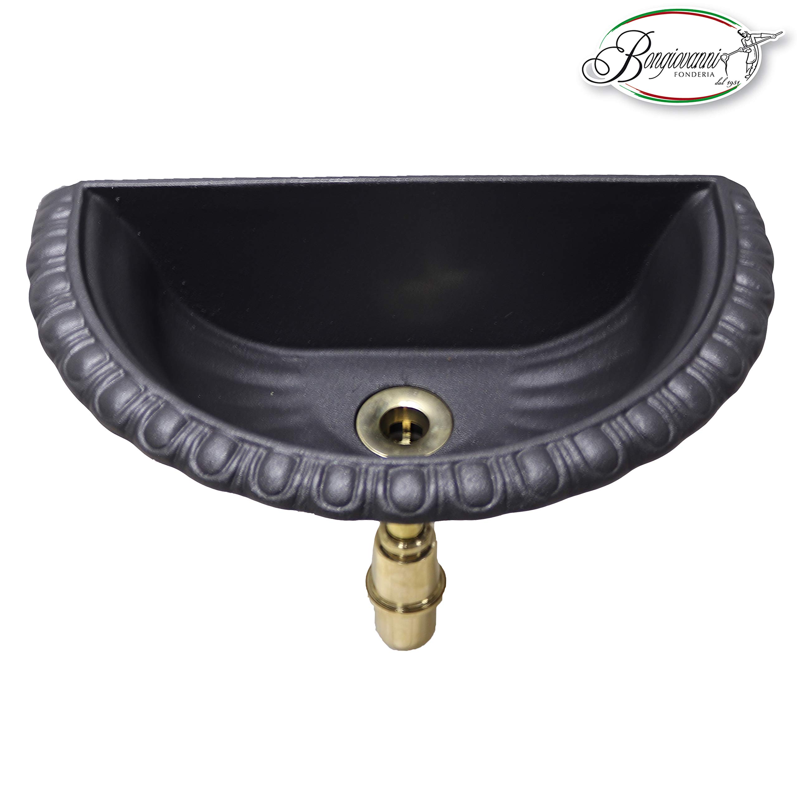 FONDERIA BONGIOVANNI | Sifone per Fontana da Giardino | Sifone in Ottone Lucido | con Piletta da 1" | per Fontana | Vasca Lavello | Scarico per Fontana