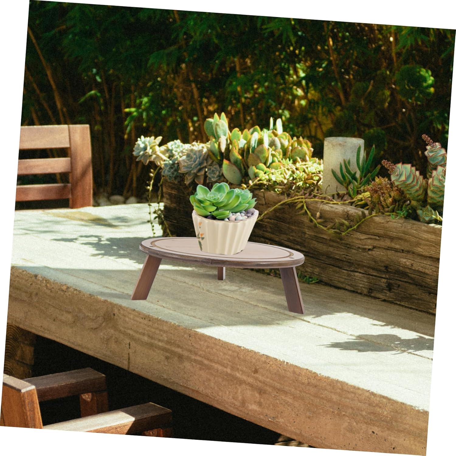 ibasenice Plant Stand Bamboo Flower Pot Stand Indoor Bonsai Planter Home Plant Holder