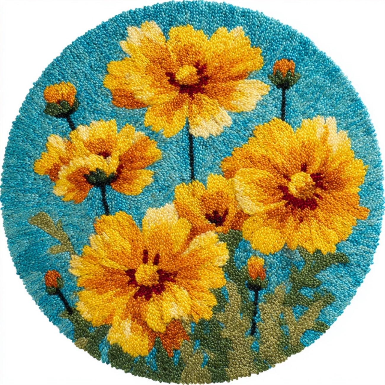 Kitquiver Tapestry Kits for Adults Golden Flowers 50x50cm
