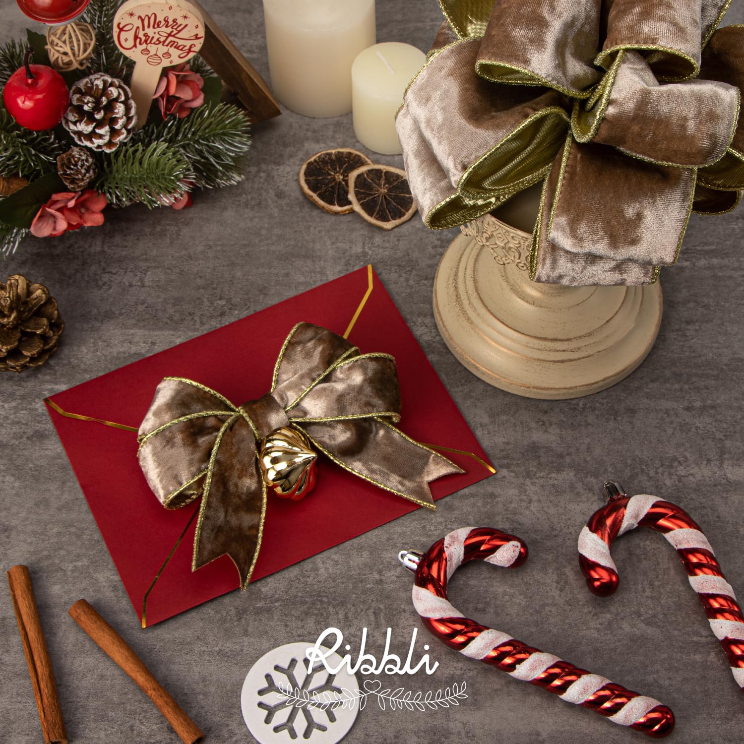 Ribbli Ocean Blue Velvet Ribbon - 1.5 Inch Wide Frayed Edge Craft Ribbon For Christmas & Gifts