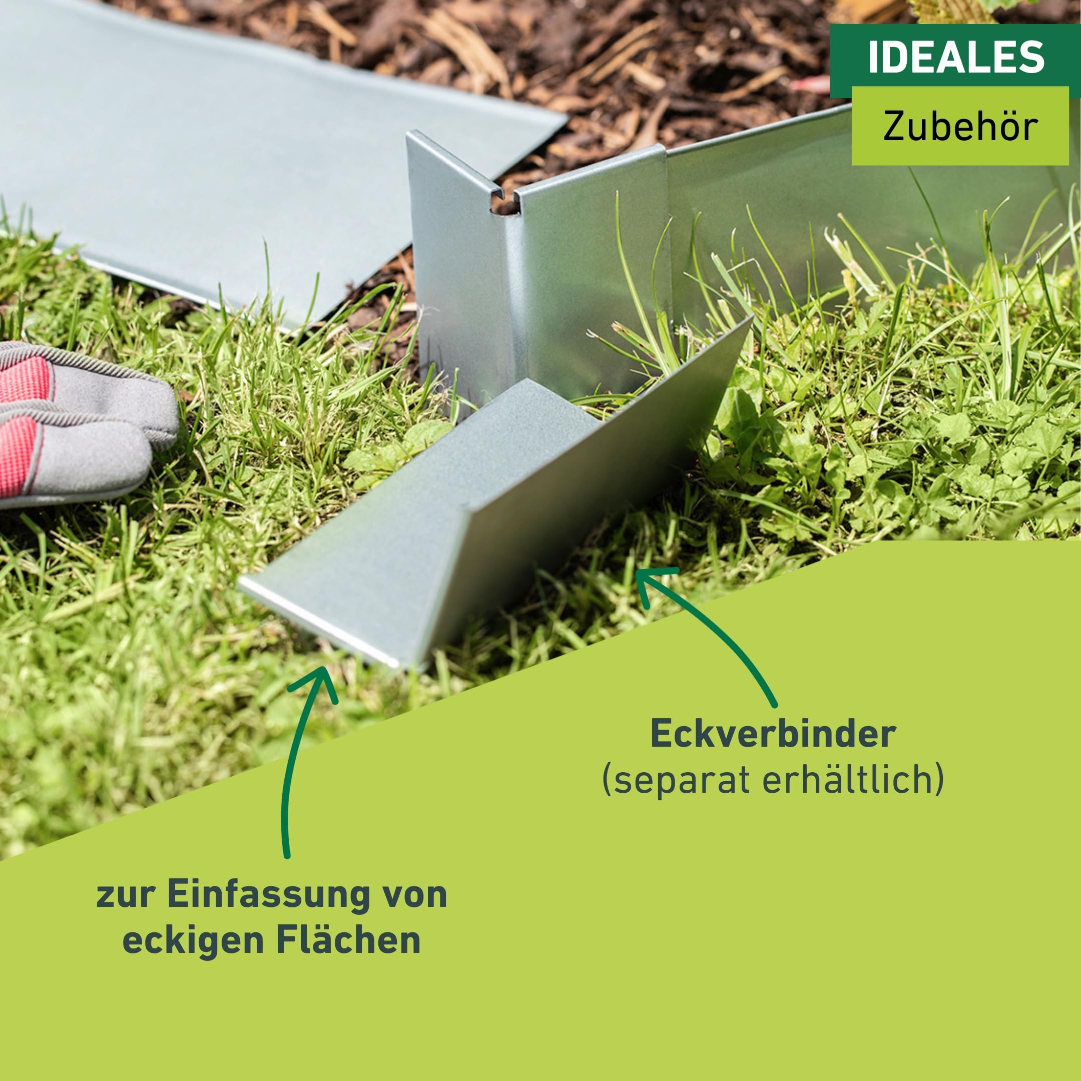 Windhager Rasenkantenband verzinkt, Raseneinfassung, Beeteinfassung, Beetbegrenzung, Mähkante, Rasen-Abgrenzung, flexibel, 5m x 15cm, 07458
