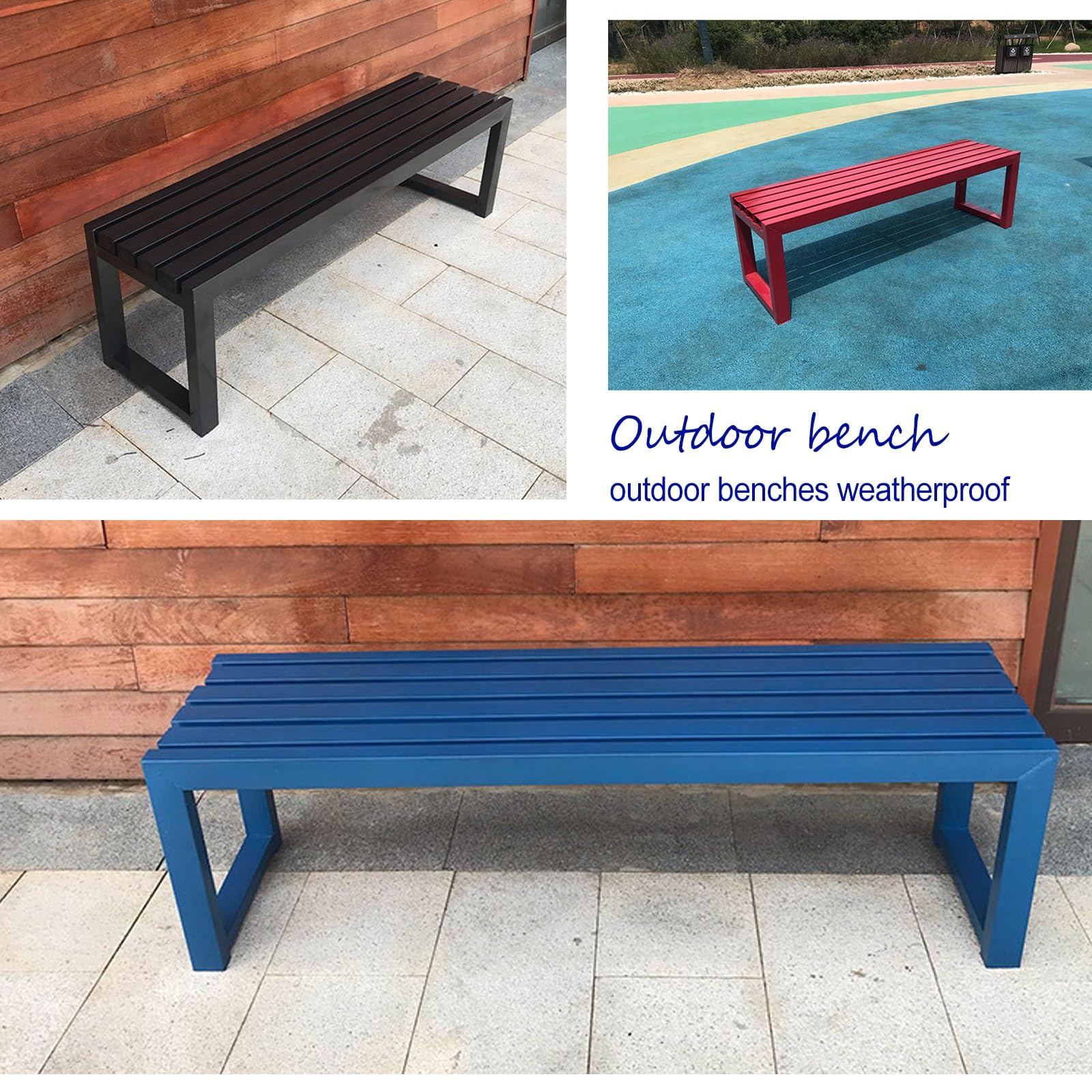 Ławka ogrodowa na patio, metalowa, odporna na warunki atmosferyczne, 3-osobowa, do użytku wewnątrz i na zewnątrz, do ogrodu, na patio i do salonu, nośność 700 funtów (biała, 100 cm/39,3 cala