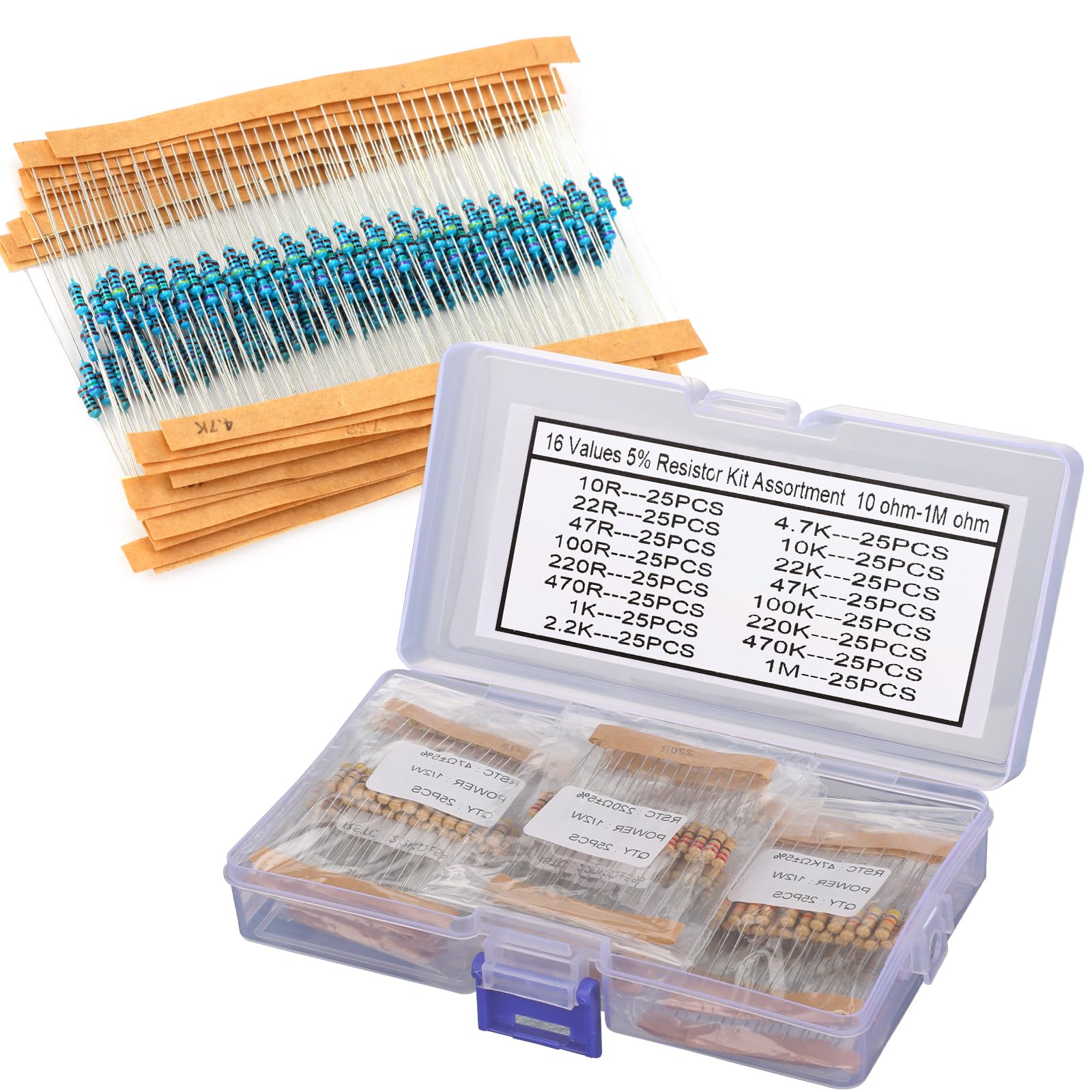 150 pz 300 pz 1W 2W 3W 5W K assortimento di resistori a Film di