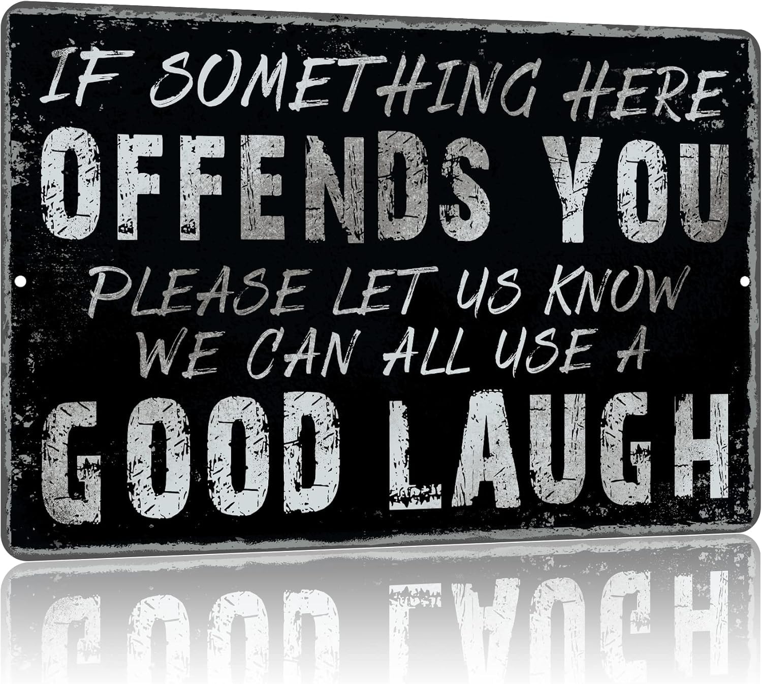 If Something Here Offends You Please Let Us Know We Can All Use a Good Laugh Vintage Metal Tin Sign Posters Wall Art Aluminum Sign For Cafe Bar Garden Home Bathroom Decoration 12x8 inch