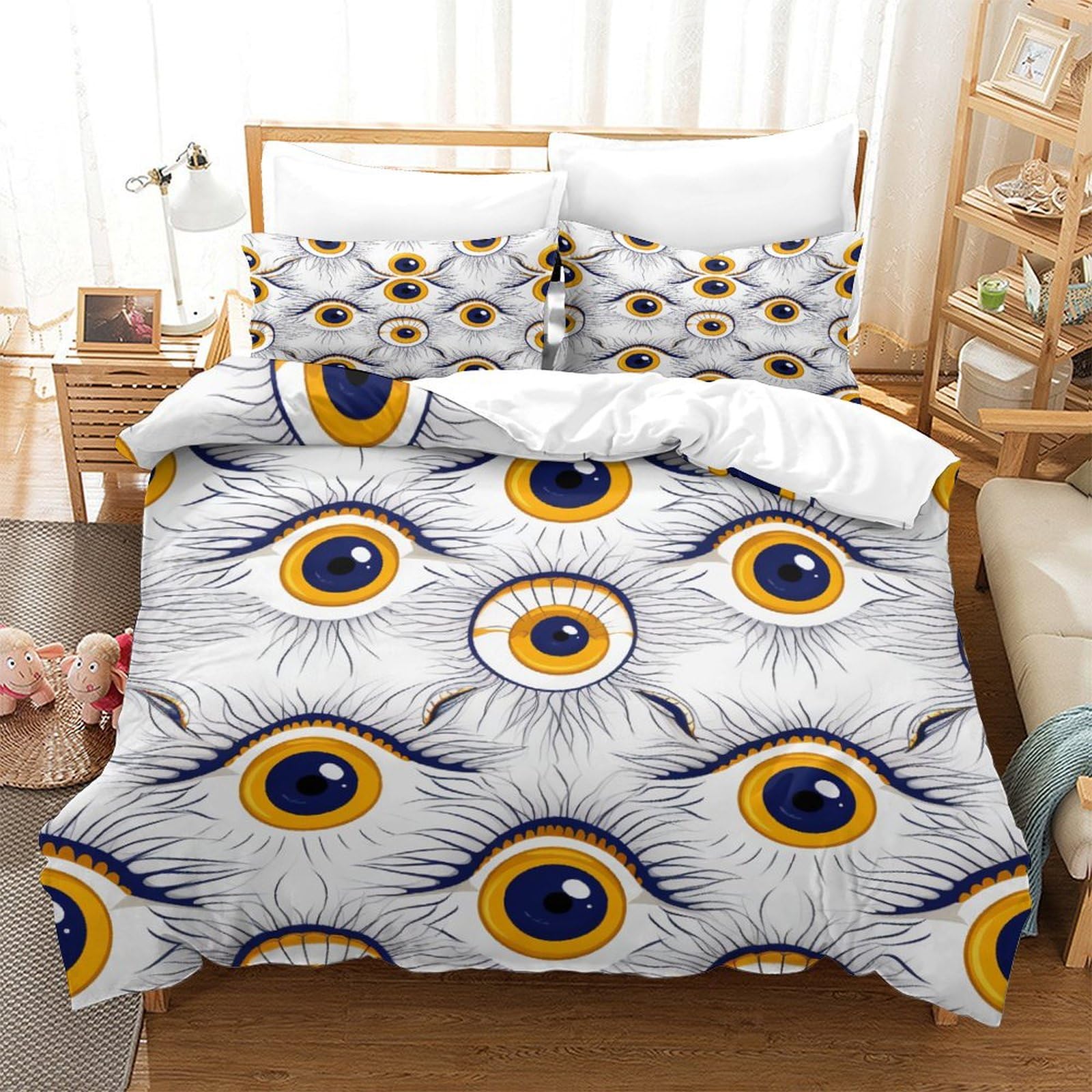 P1S9U7W5Y 3D Printed Artistic Eyes Duvet Cover Set 3pcs Microfiber Eye Bedding Set King