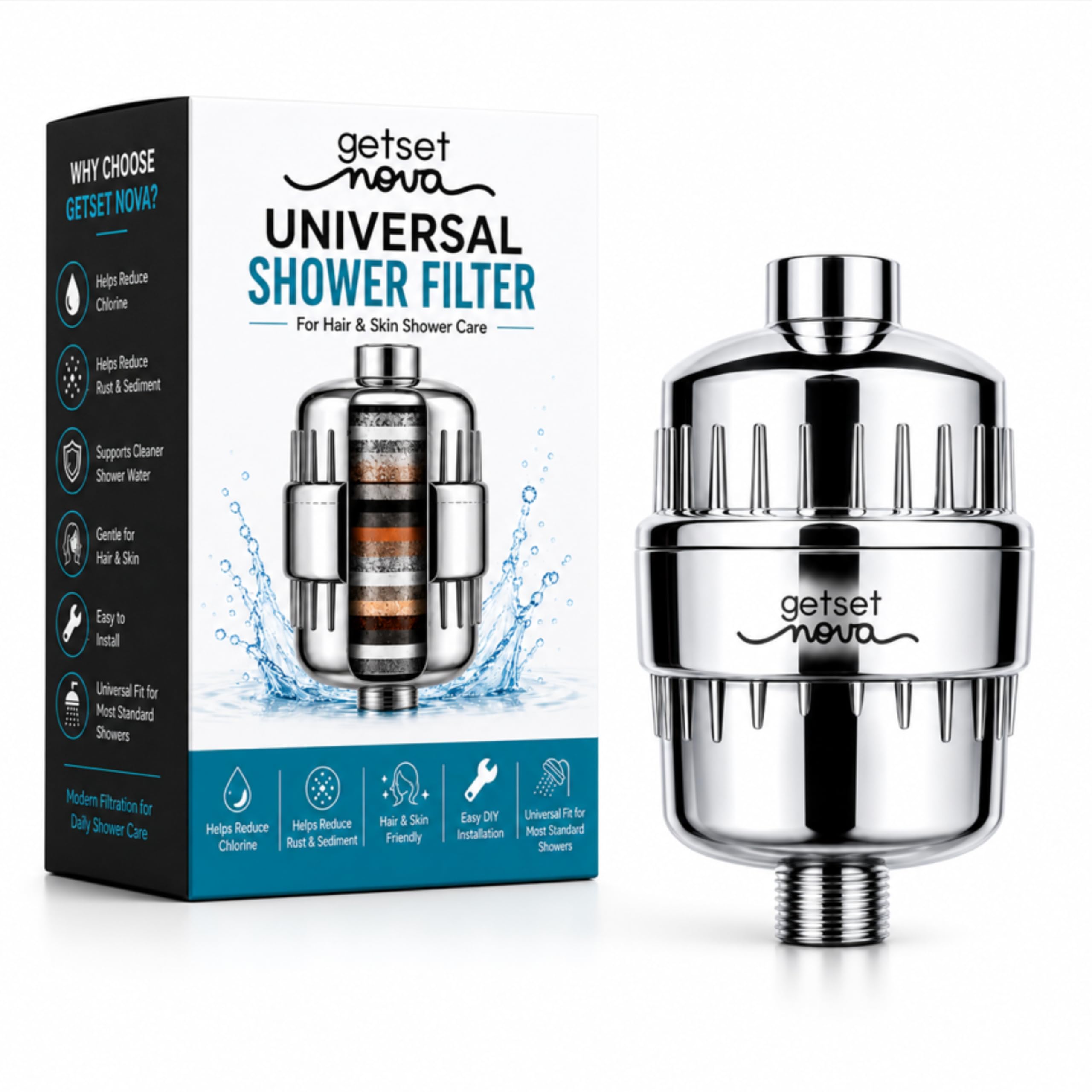 SF-15 PRO Hard Water Filter for Tap & Shower | Shower Filter for Bathroom | Hard Water Softener with 15-Stage Filtration | Vitamin C & Mineral Filter for Hair & Skin | Chlorine Shower Water Filter-image-46