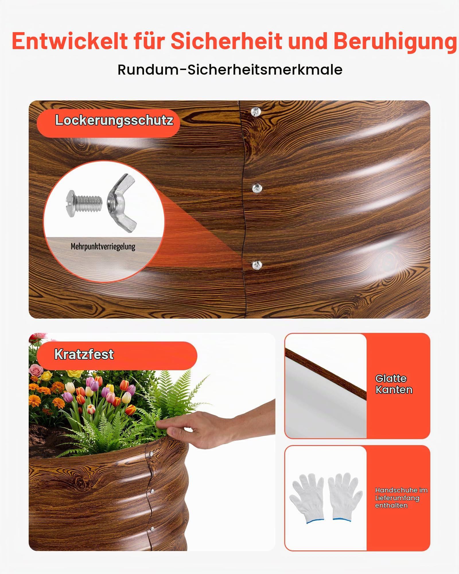 VEVOR Hochbeet Metall 2er-Pack 120x60x30 cm, Ovales Gartenbeet, Pflanzkasten-Set für den Außenbereich, Gemüsebeet mit Handschuhen, Blumenbeet Bodenlos, Pflanzbeet für Blumen & Gemüse