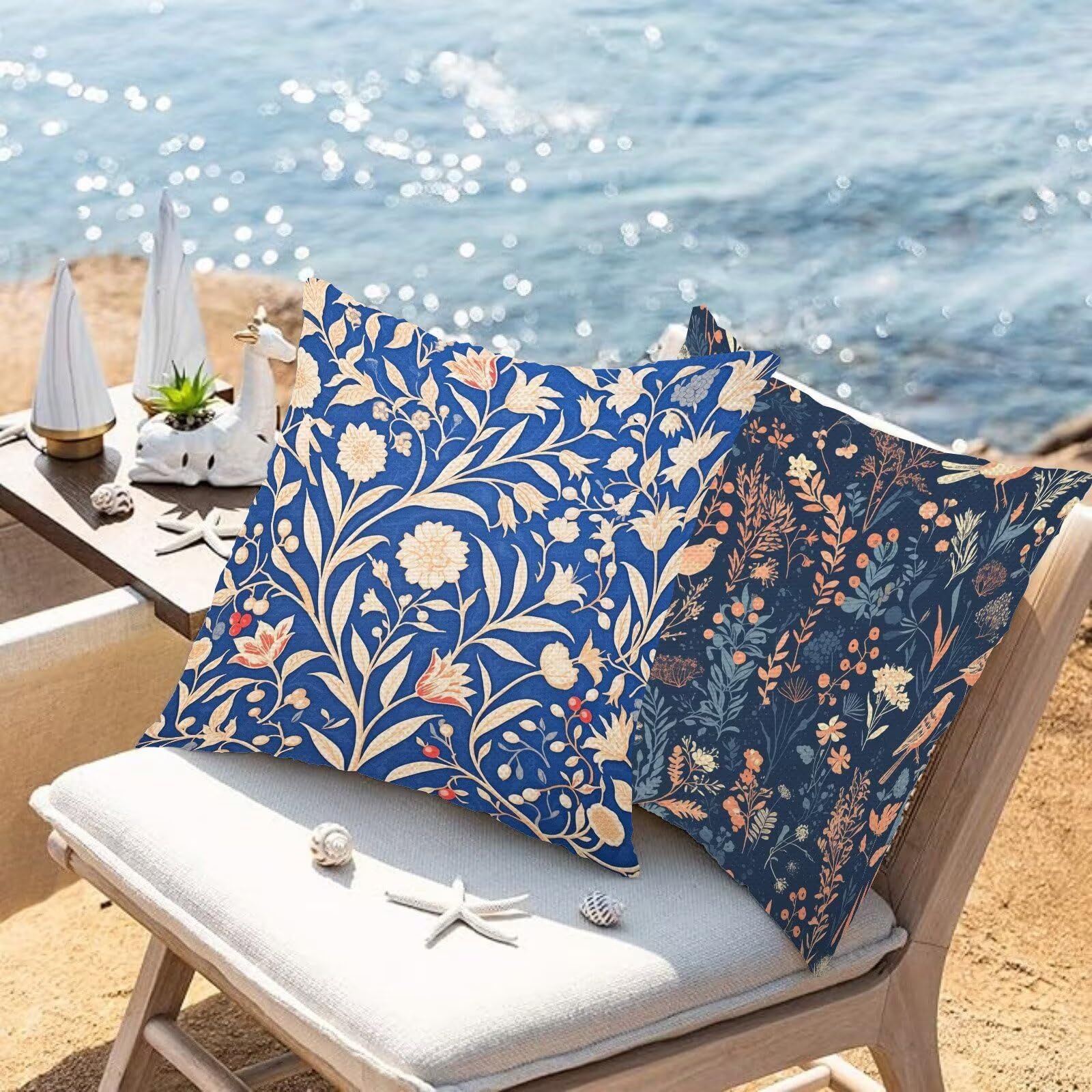 Fundas Cojin 80x80cm Juego de 4, Lino Funda Cojines 32x32in, Cojines Grandes para Sofa, Flor Animal Cojin Decorativos, Fundas Almohada Exterior Impermeable, Verano Hogar Exterior Almohada Sofa L-626