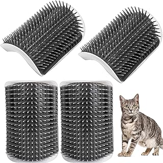 BEAUGIREW Cat Self Groomer, 4 Pack Soft Cat Face Scratcher Wall Corner Grooming Brush Cat Massage Combs with Catnip, Screw and 3m Tape