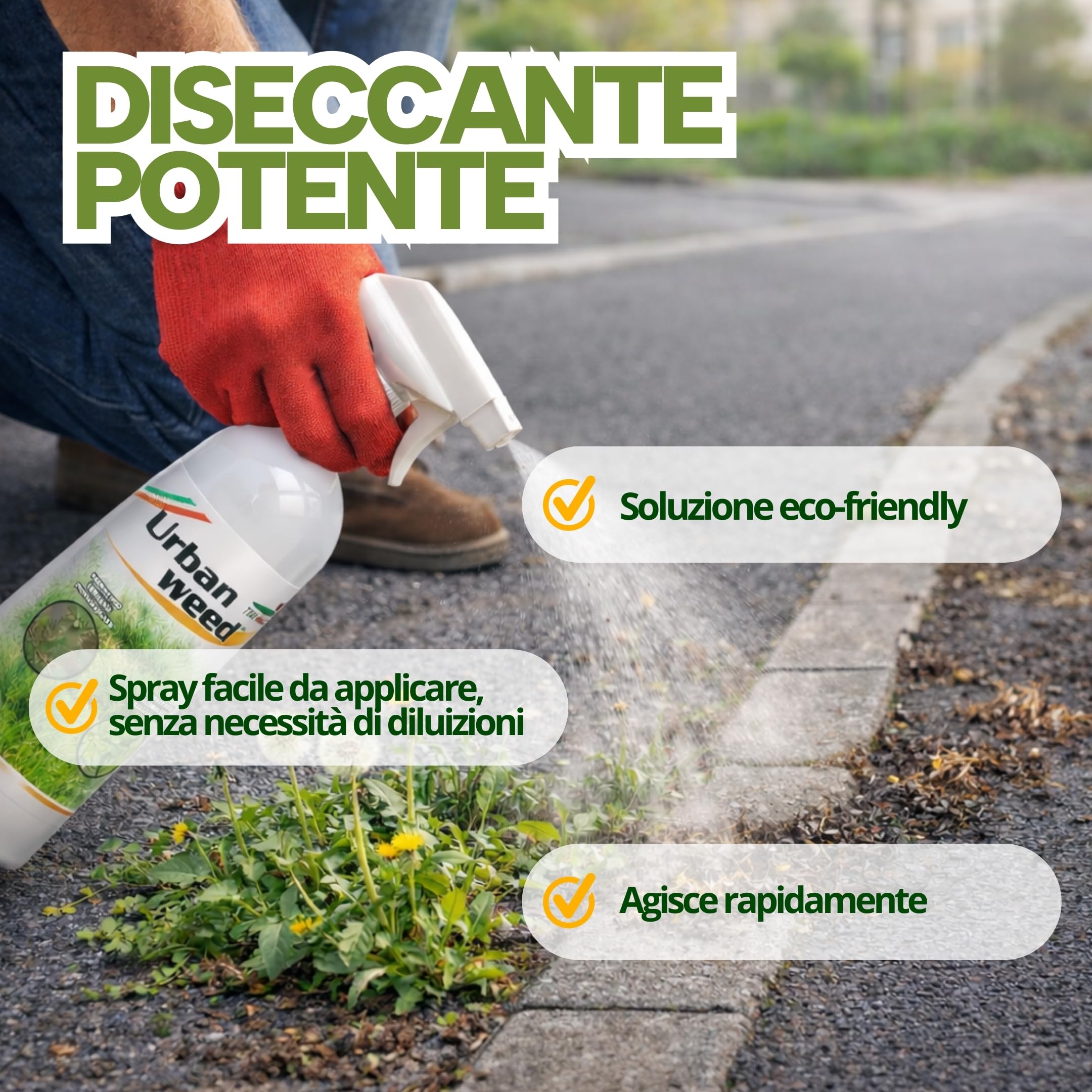 Dissecante per Erba Totale Spray Naturale 1L Alternativa al Diserbante Totale Potente, Senza Glifosato, per Erbacce, Muschio e Vegetazione Indesiderata Pronto all’Uso Eco-Sostenibile