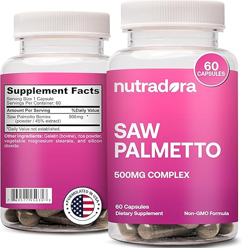Saw Palmetto para hombres y mujeres  Complejo Saw Palmetto Extract Berry Suplemento ayuda a prevenir la pérdida de cabello, bloqueador de DHT,