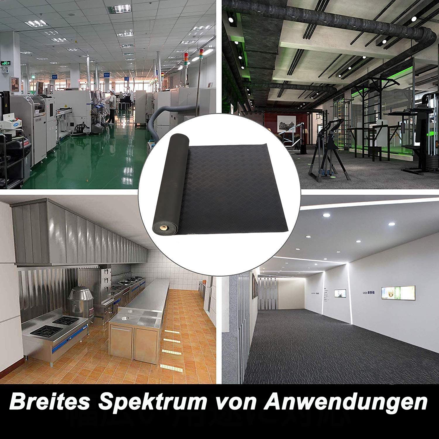 Antirutschmatte 500 x 100 cm für Außenbereich, Boden rutschfest 3mm Dicke Gummimatte Rolle, Strapazierfähig für Garage, Treppe, Werkstatt, Keller, Industrie