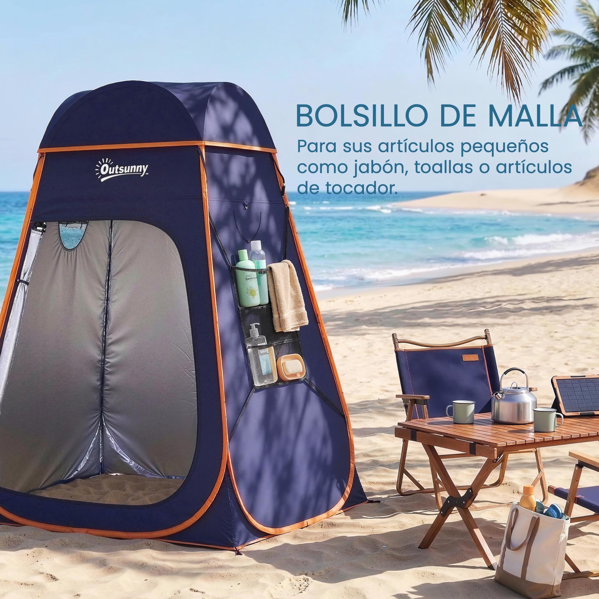 Outsunny Tienda de Campaña Instantánea Pop-Up 152x152x200 cm Azul Oscuro Impermeable 2000mm UV 30+