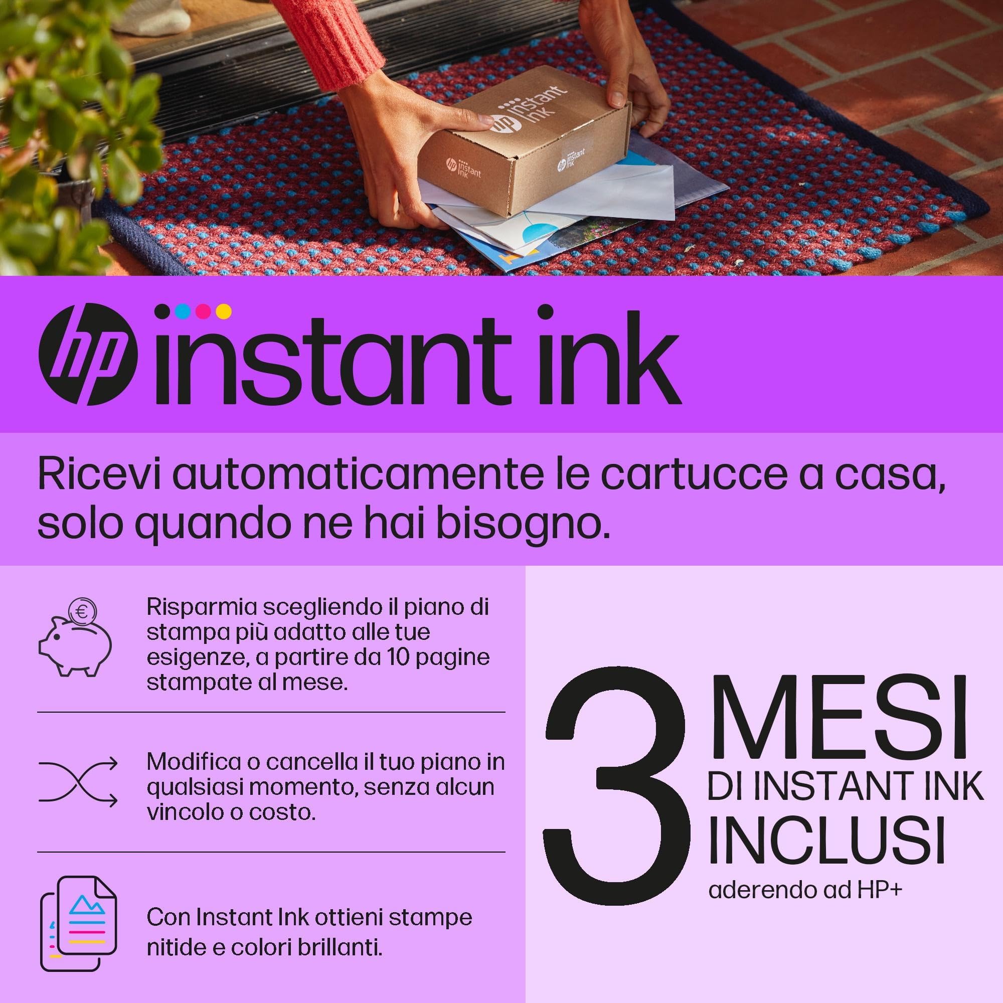 HP Envy 6022e All-in-One, Stampante Fotografica Multifunzione A4, 6 mesi di Instant Ink inclusi con HP+