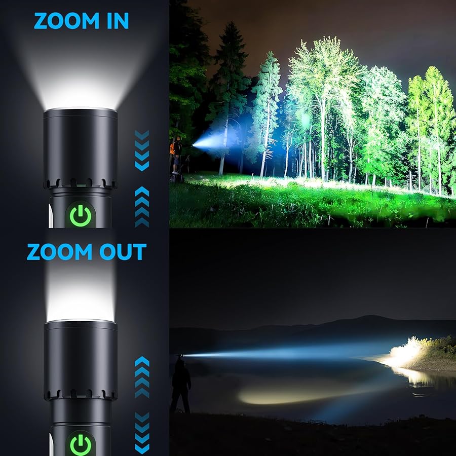 ADDplus Magnetic Flashlight Rechargeable,5000mAh Flashlights High Lumens with 9 Modes,Waterproof, Adjustable,Powerful Flash Light,Emergency Multi-Flashlights for Home,Car,Hiking,Camping (1, Black) - image 4