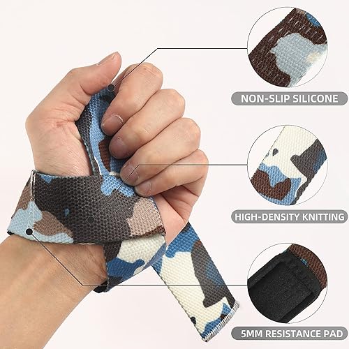 Miniatura 2 de SKDK Correas de levantamiento de muñeca de algodón duro para levantamiento de pesas, correas de peso muerto con neopreno acolchado para muñeca y