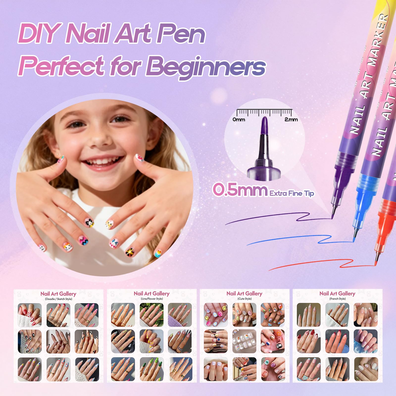 Dabria Nail Art Pens - 12 Colors Doodle Pens -3