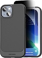 Vista 1 de ENCASED Funda de privacidad diseñada para iPhone 15 (2023), flexible, delgada, con protector de pantalla antiespía, vidrio templado 9H (negro)