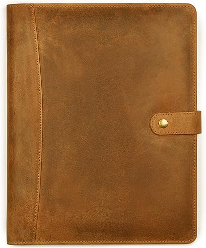 Leather Village Organizador de cartera de cuero, padfolio profesional de negocios para hombres y mujeres, soporte para tarjetas de documentos,