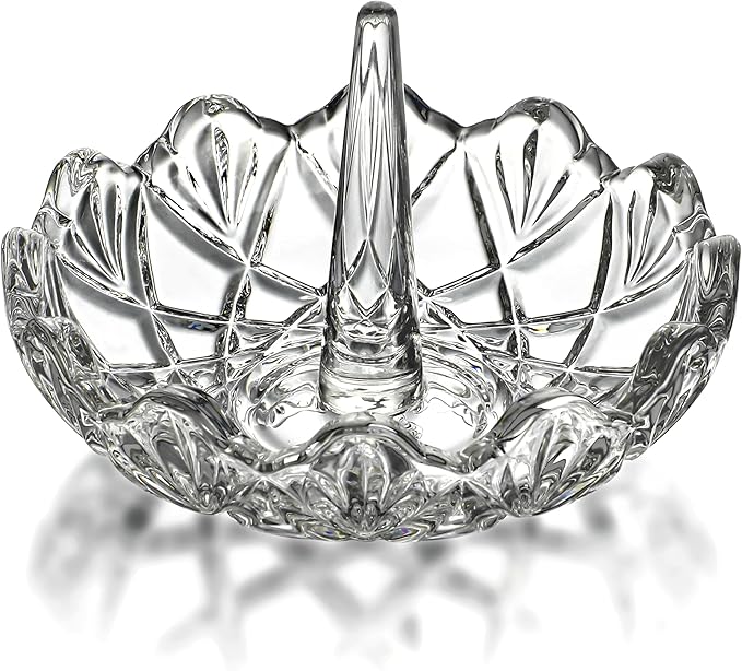 H&D HYALINE & DORA Clear Crystal Ring Holder, Glass Jewelry Dish, Display for Wedding, Wavy Shape Gift for Mom, Wife, Girl - Amazon