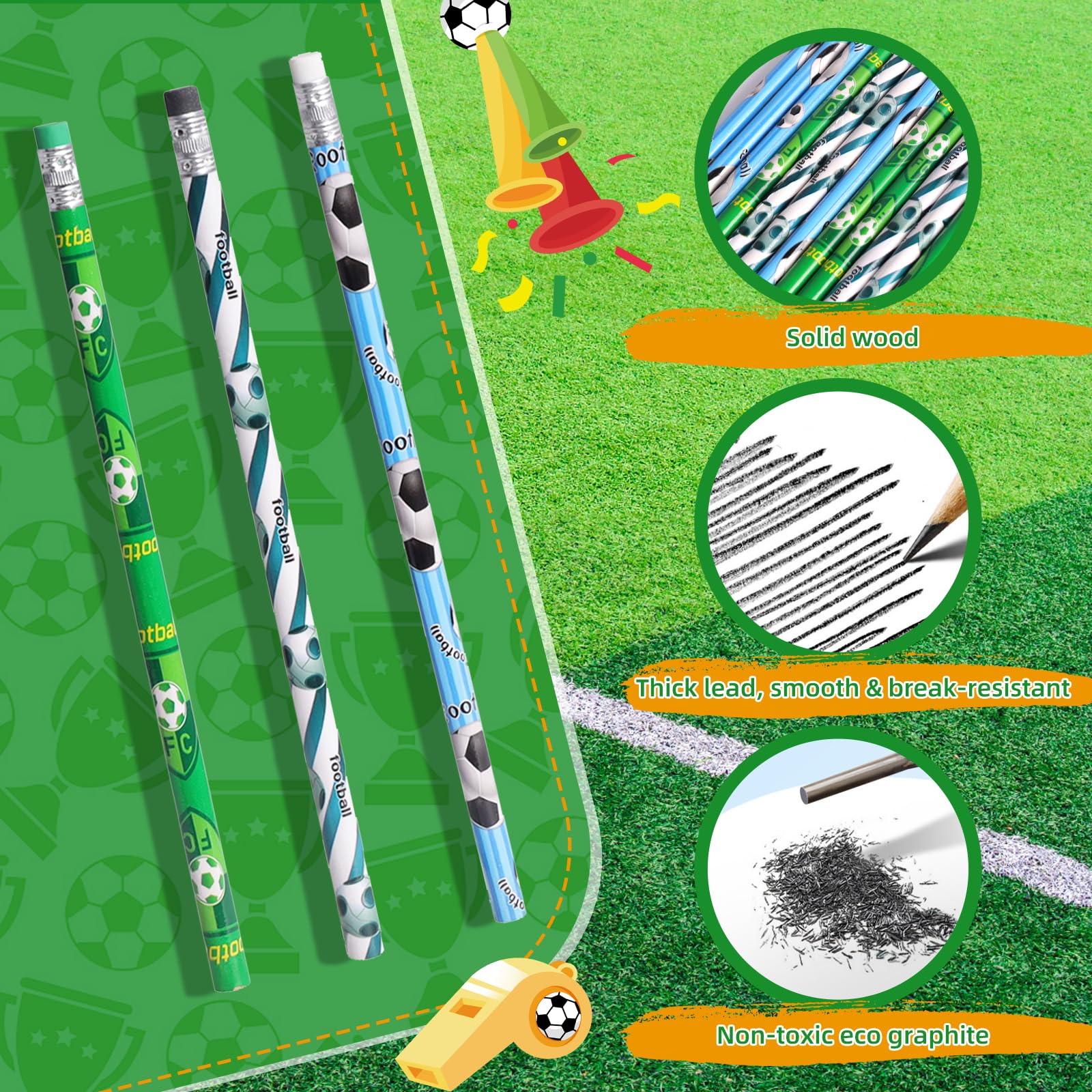 Carnet de notes football 20 pièces 24 crayons pour anniversaire fête classe fournitures bureau