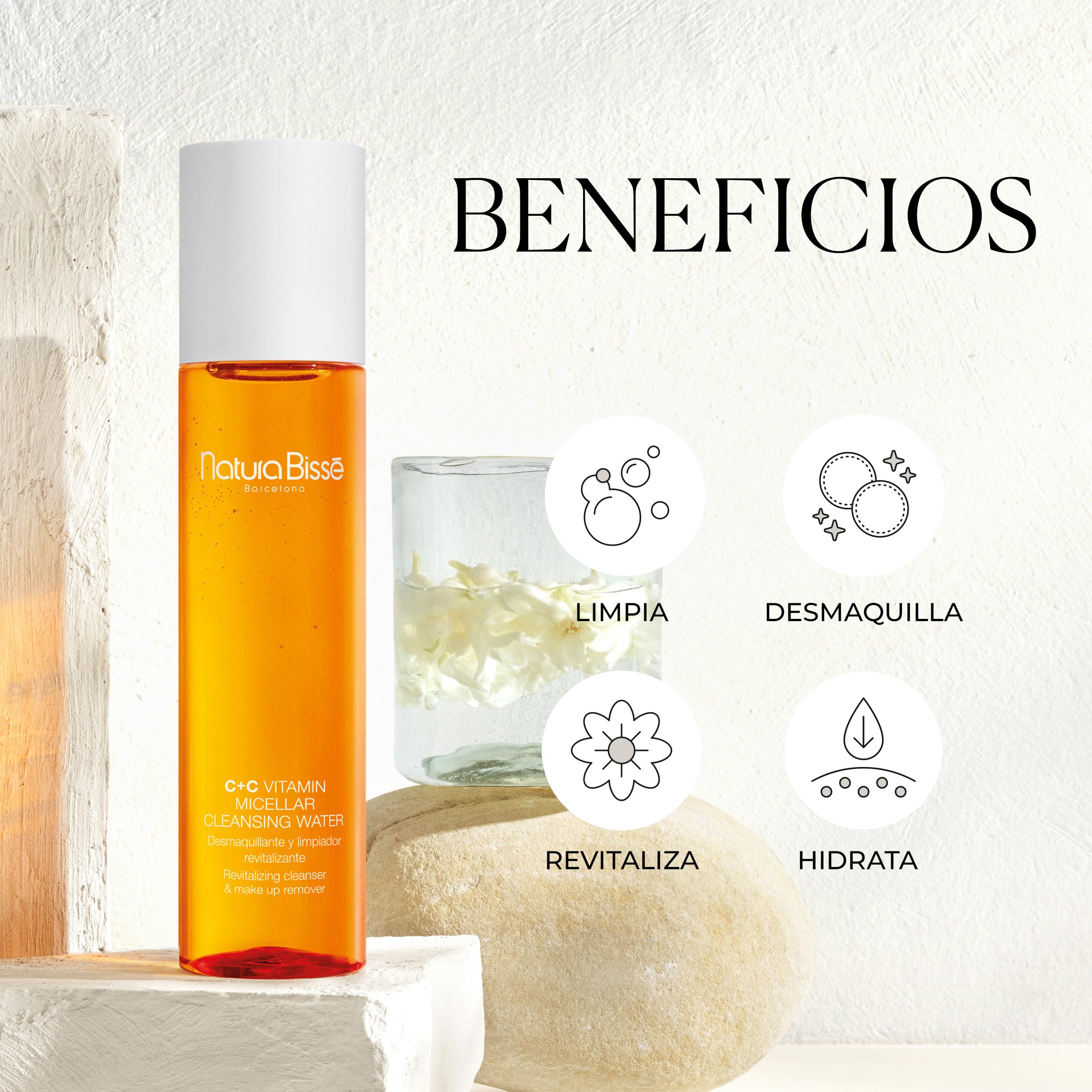 Natura Bissé C+C Vitamin Micellar Cleansing Water | Agua Micelar Desmaquillante para Rostro, Ojos y Labios con Activos Limpiadores Suaves y Extracto de Naranjas Amargas | 200 ml