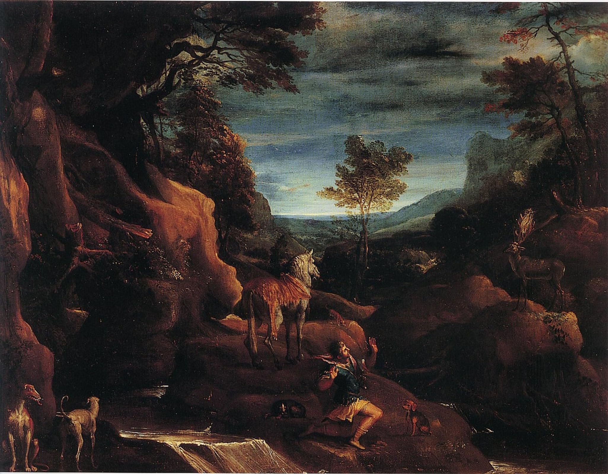 Tableau la Vision de saint Eustache d'Annibale Carracci - Impression sur Toile 60x90cm