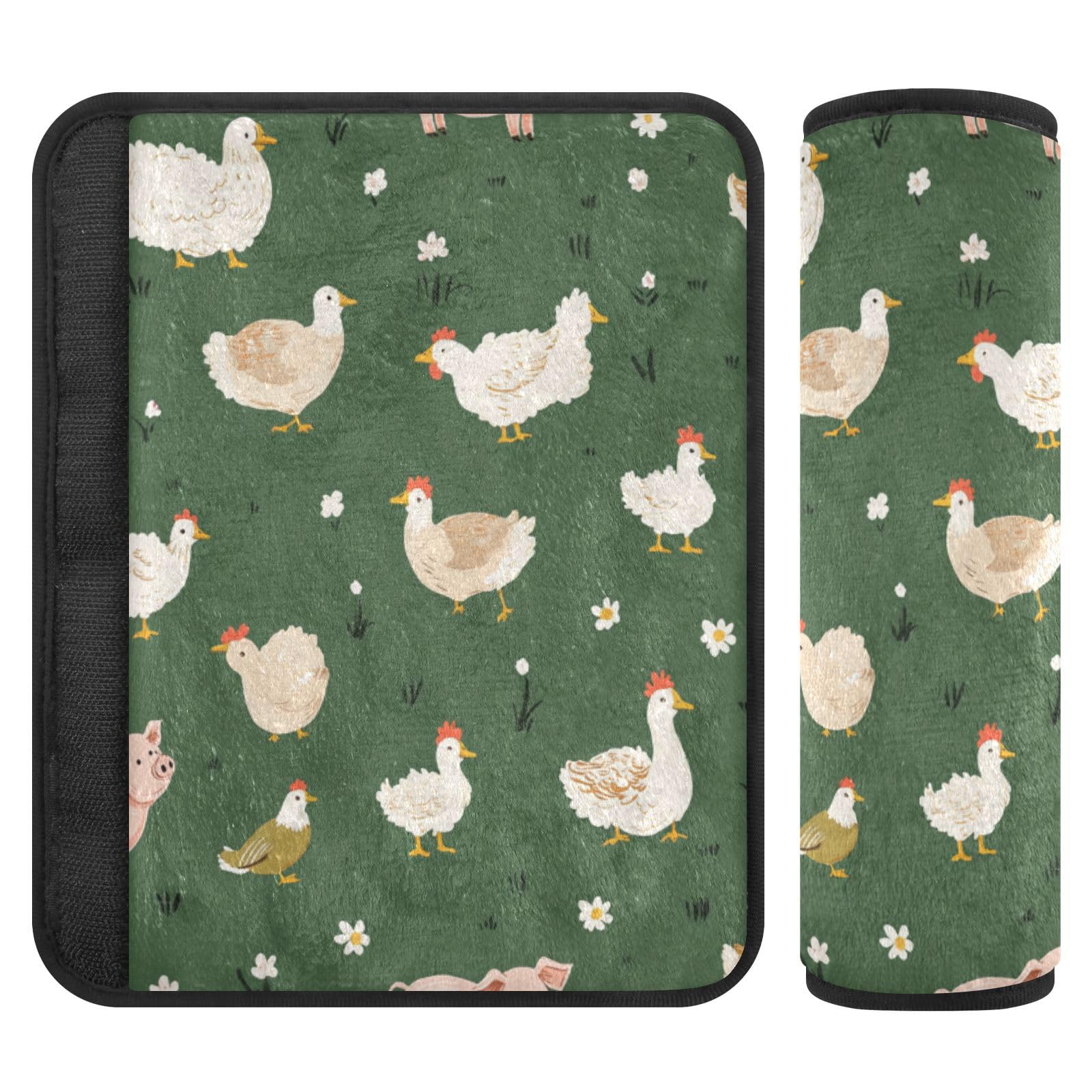 Seat Belt Covers 2 Pack Cute Farm Animals Car Seat Strap Covers Super Soft Pig Cows Car Seat Neck Cover for Boys Girls Adults Babies S