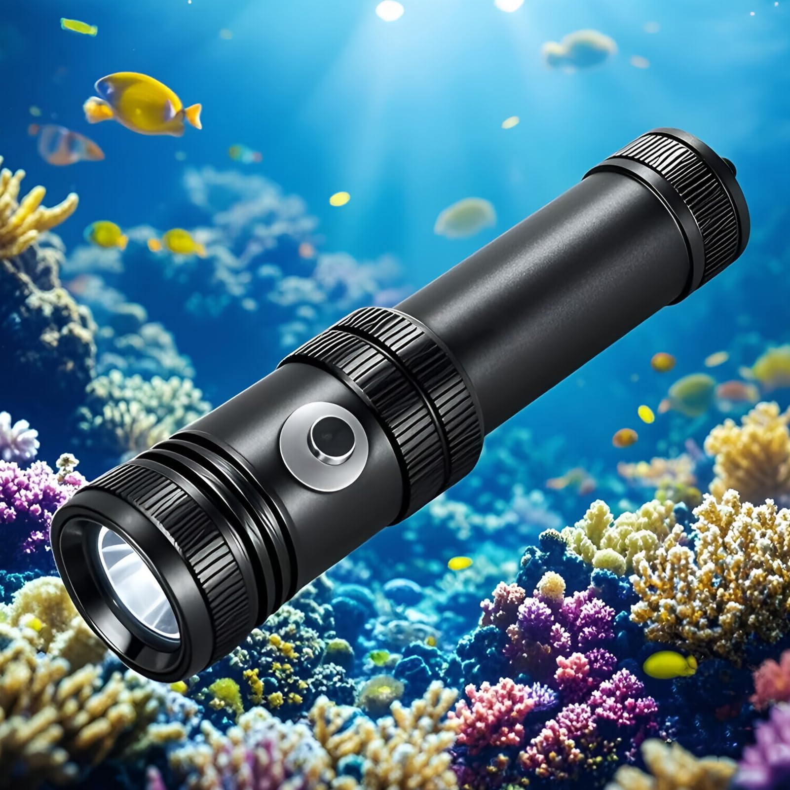 Torcia Subacquea per Immersioni Illuminazione Ricaricabile Impermeabile | Torcia Subacquea per Pesca Attività Marine Campeggio Escursioni All'Aperto Passeggiate Notturne e Us