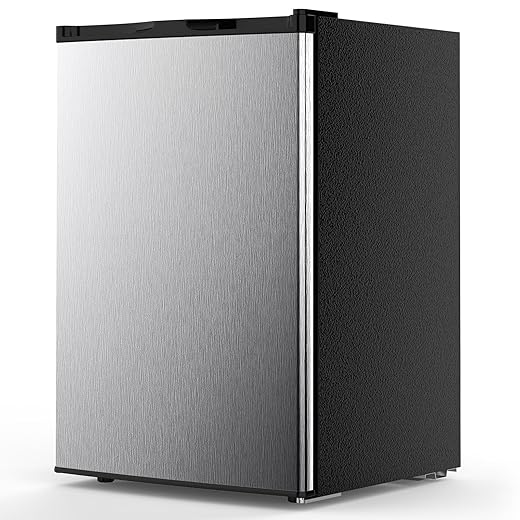 COWSAR 3.0 Cu.Ft Upright Freezer, Compact Freezer, Standing Deep Freezer with Adjustable Thermostat, Removable Shelves & Reversible Door, Fast Cooling for Office,Dorm,Commercial,Silver