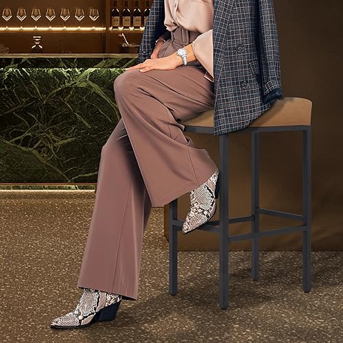 Miniatura 3 de MoNiBloom Juego de 2 taburetes de bar, 31.5 pulgadas de altura de mostrador, retro sin espalda, asiento de silla de montar de piel sintética con