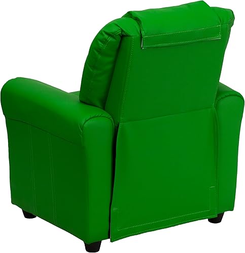 Miniatura 8 de Flash Furniture - Sillón reclinable contemporáneo para niños, color beige vinilo con base para vasos y reposacabezas
