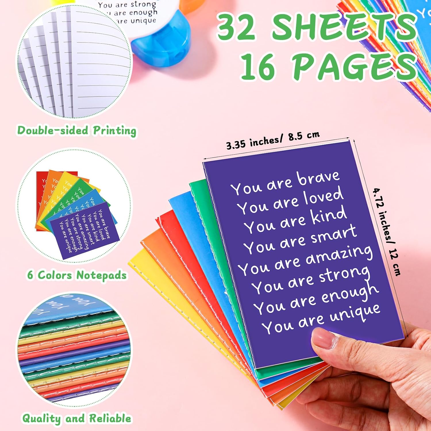 AmazingSpark 18 Sets Petal Highlighters with Mini Inspirational Notebooks Organza Bags 5 in 1 Fluorescent Pens Affirmation Gifts for Graduation Party Favors