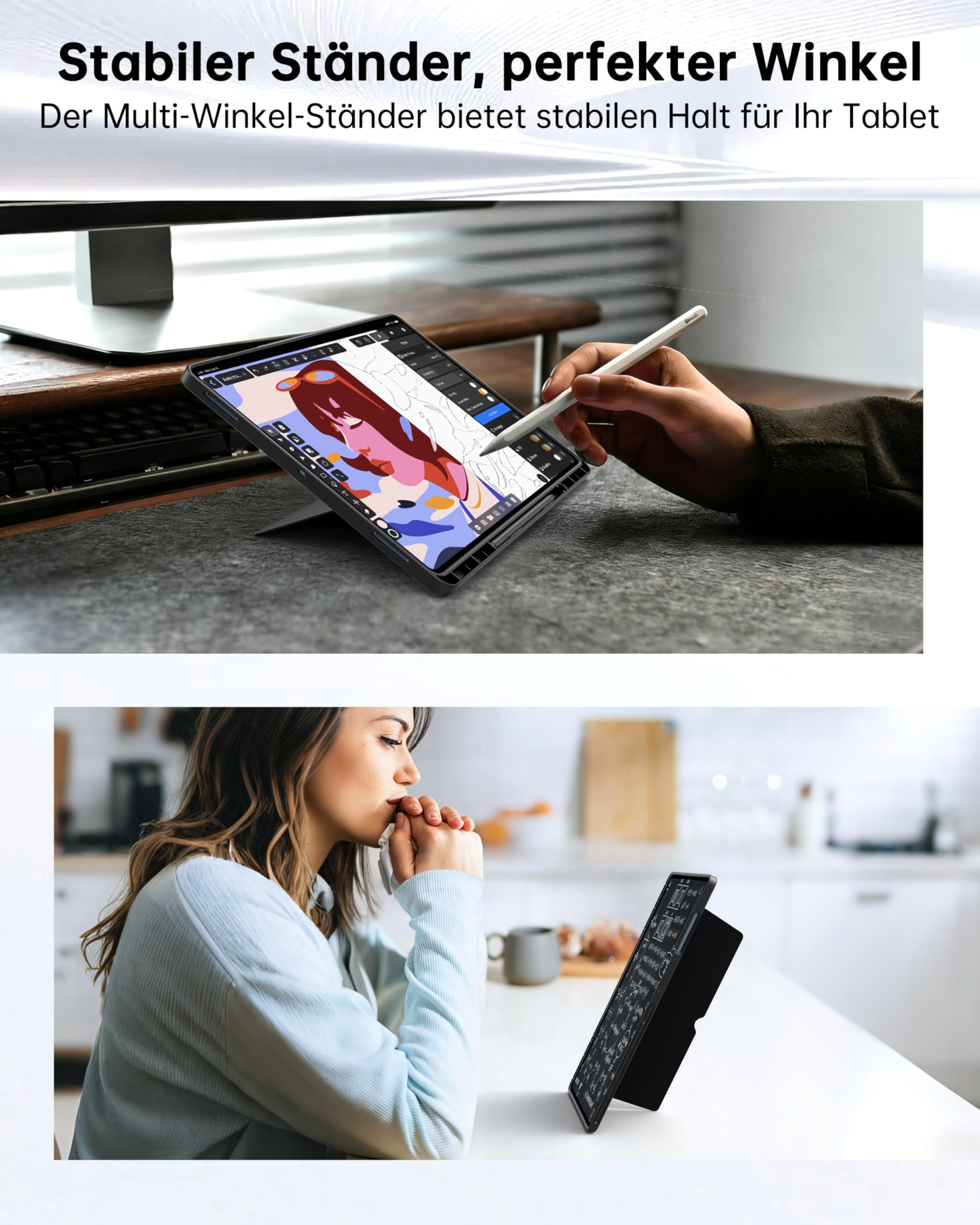 für Samsung Galaxy Tab S11 Ultra/S10 Ultra/S9 Ultra/S8 Ultra 14.6 Zoll Hülle mit Tastatur :Deutsches QWERTZ-Layout Tastatur mit Ai Key | 7-Farbige Beleuchtung Touchpad Tastaturen Hülle mit Touchpad