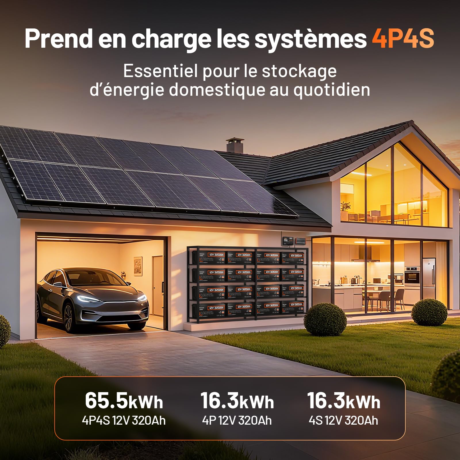 Humsienk Bluetooth Batterie Lithium 12V 320Ah LiFePO4 avec BMS 250A, 4096Wh Energie, 15000 Cycles à Décharge Profonde, Protection Basse Température pour Camping-Car, Bateau, Stockage Maison, Off-Grid