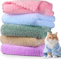 DuckSky 5-Pack Microfiber Cat Towels - Quick-Dry Absorbent Pet Towels for Dogs, Kittens, Grooming & Bathing, 30x14 Inch (75x35cm)