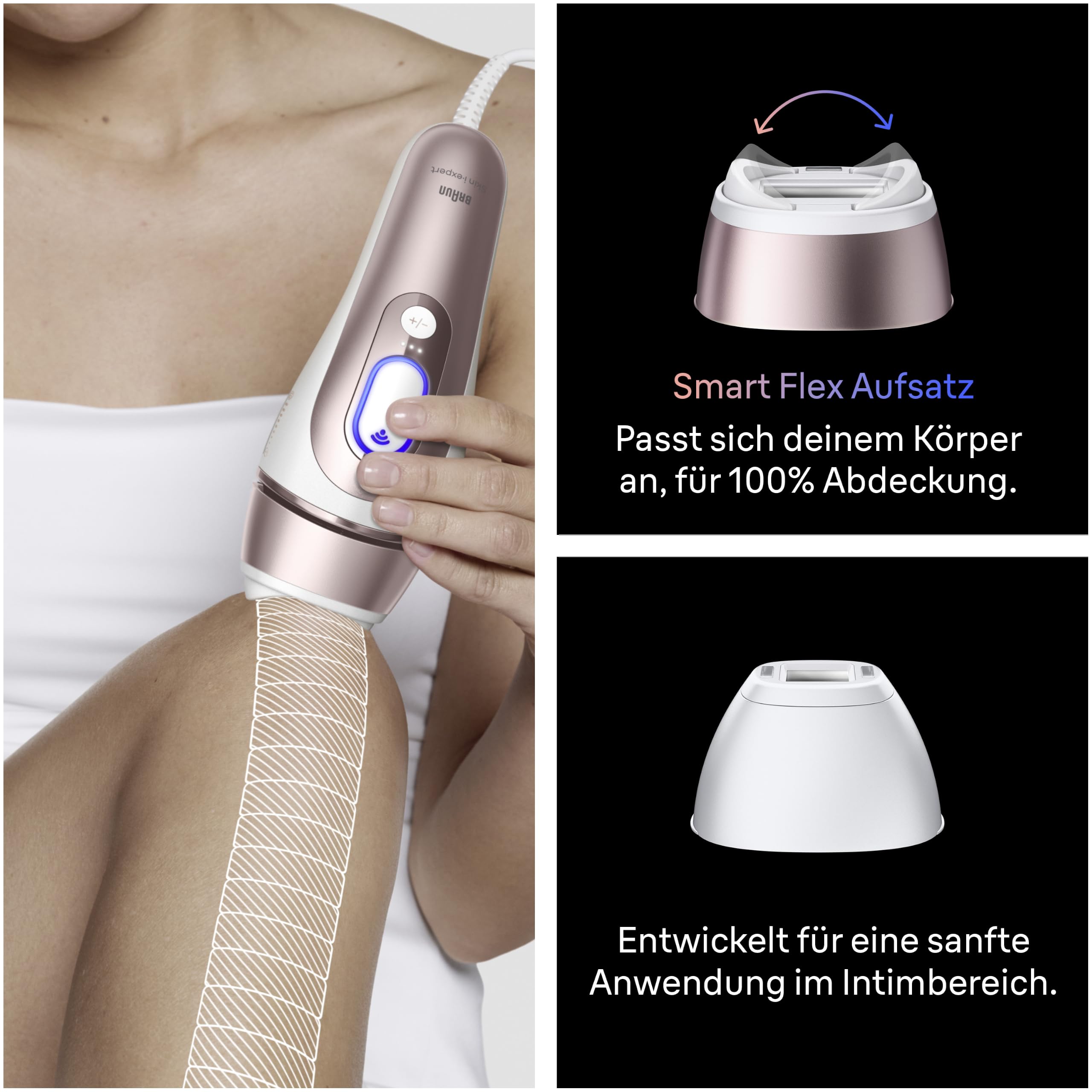 Braun Smart IPL Geräte Haarentfernung Skin i·expert 7, PL7211, Rosegold | Alternative Laser Haarentfernung für Zuhause, Dauerhafte Haarentfernung, Inkl. Etui, Gillette Venus Rasierer Und 2 Aufsätze