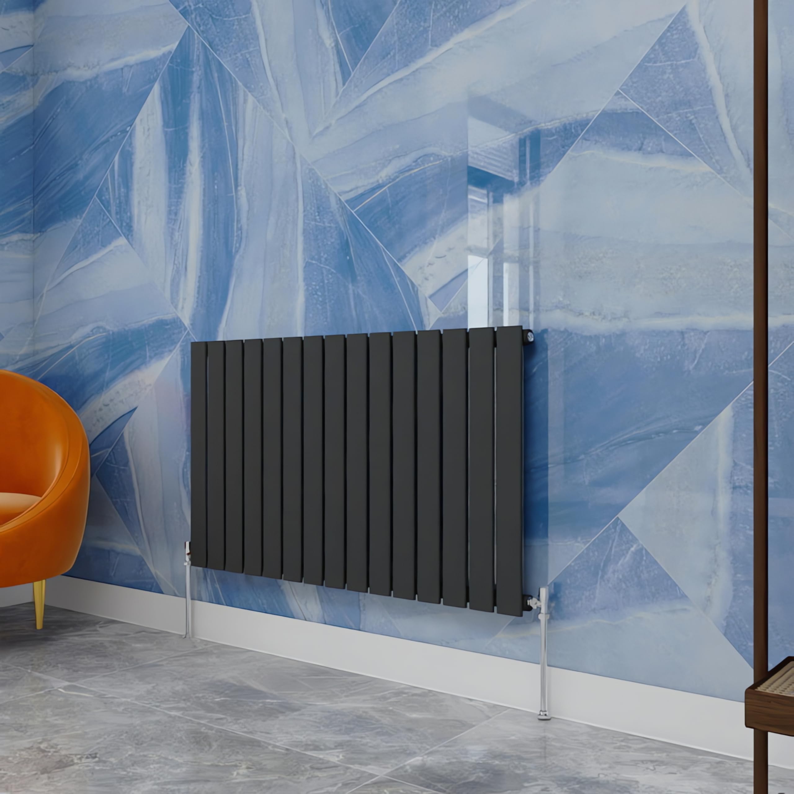 Simple Bathrooms Anthracite Central Heating Radiator,600X1020mm Horizontal Flat Single Panel Column Energy-Efficient For Morden Multi-Scene