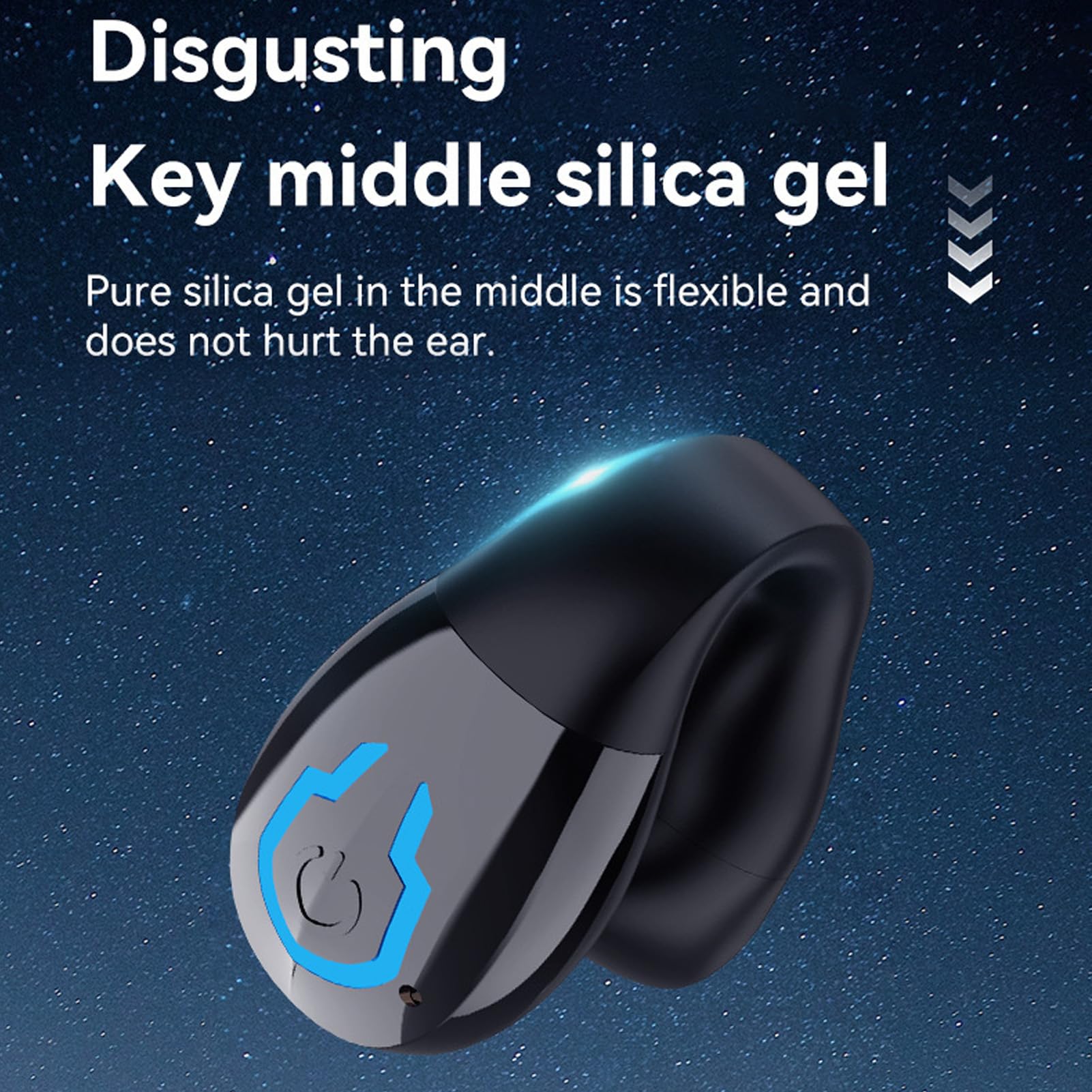Tonysa Auricolari Ergonomici a Clip, Bluetooth V5.4 Auricolare, Morsetto Ad Anello Aperto a Lato Singolo su Auricolare Wireless per Lavoro Commerciale Sportivo (BLACK)