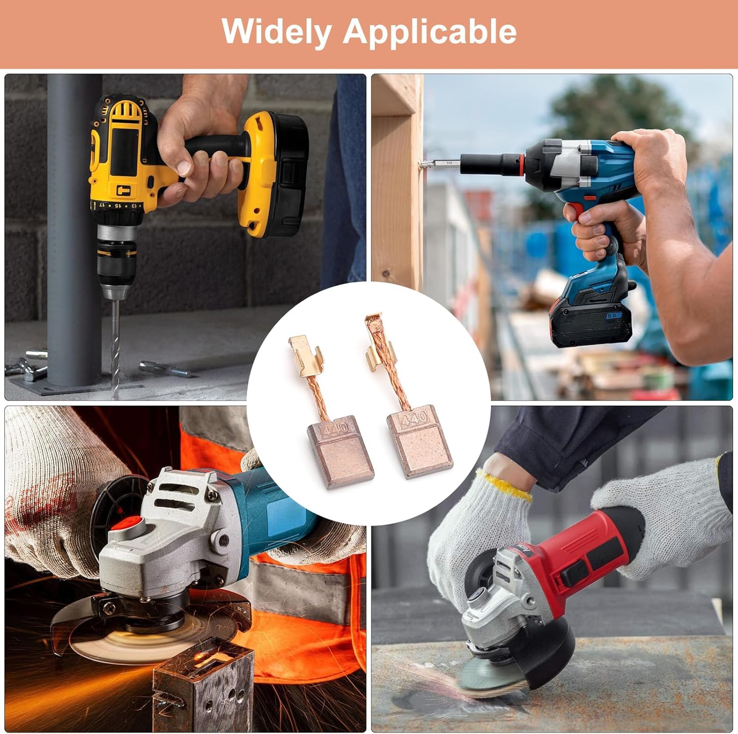 Makita Spazzole di Carbone CB440 4 Paia Pezzi di Ricambio Alta Conducibilità Rame Grafite 3x10x13mm per Utensili Elettrici DDF456 DHP458 BDF452 Accessori Durevoli Manutenzione Motore