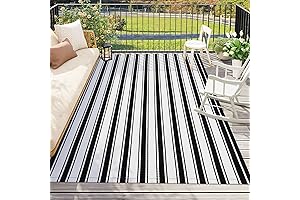 Black and White Indoor Outdoor Rug 5x7 FT