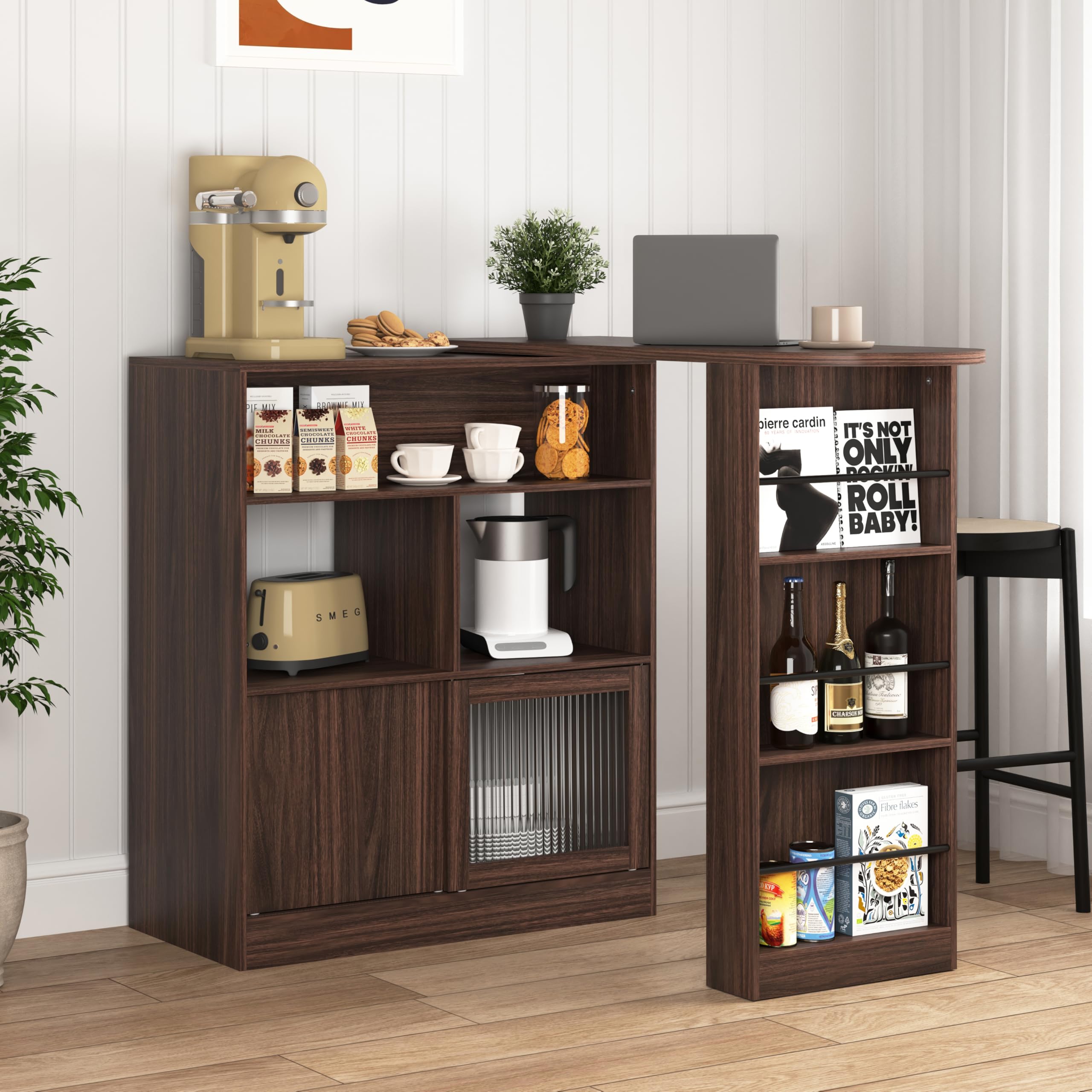 Amazon.com: Modern Bar Cabinet with Rotating top, Counter Height