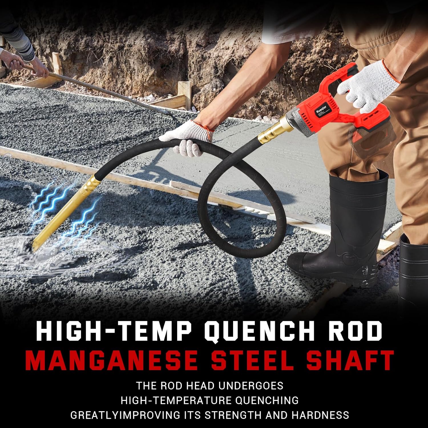 Handheld Concrete Vibrating Tool Compatible with Milwaukee 18V Battery, 600W Cordless Concrete vibrator with 3.8FT Shaft Rod 5,500VPM Portable Pencil Cement Vibrarator Remove Air Bubble(No Battery)