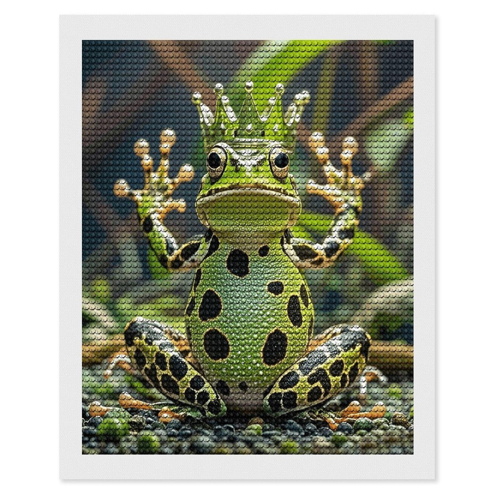 FekiLoot Crown Frog Diamond Painting Kits for Beginners DIY Diamond Art Kits for Adults Full Drill Round Diamond Dot Gem Art Painting Fun DIY Crafts for Home Kitchen Wall Decor Gift 16"x20"
