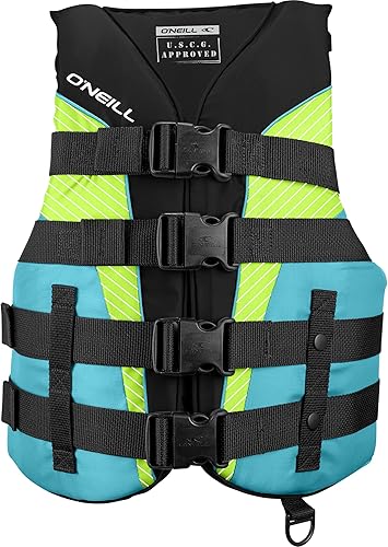 O'Neill Women's SuperLite USCG Life Vest Negro/turquesa/lima: turquesa