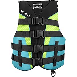 O\'Neill Women\'s SuperLite USCG Life Vest, Black/Turquoise/Lime/Turquoise,Medium