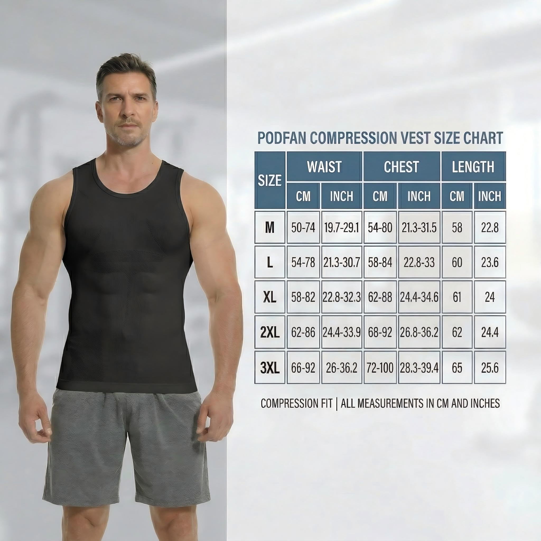 Herren Kompressionsshirt Schlankheits-Kompressions-Tanktop Gynäkomastie Herren Body Shaper Weste Bauchkontrolle Unterhemden